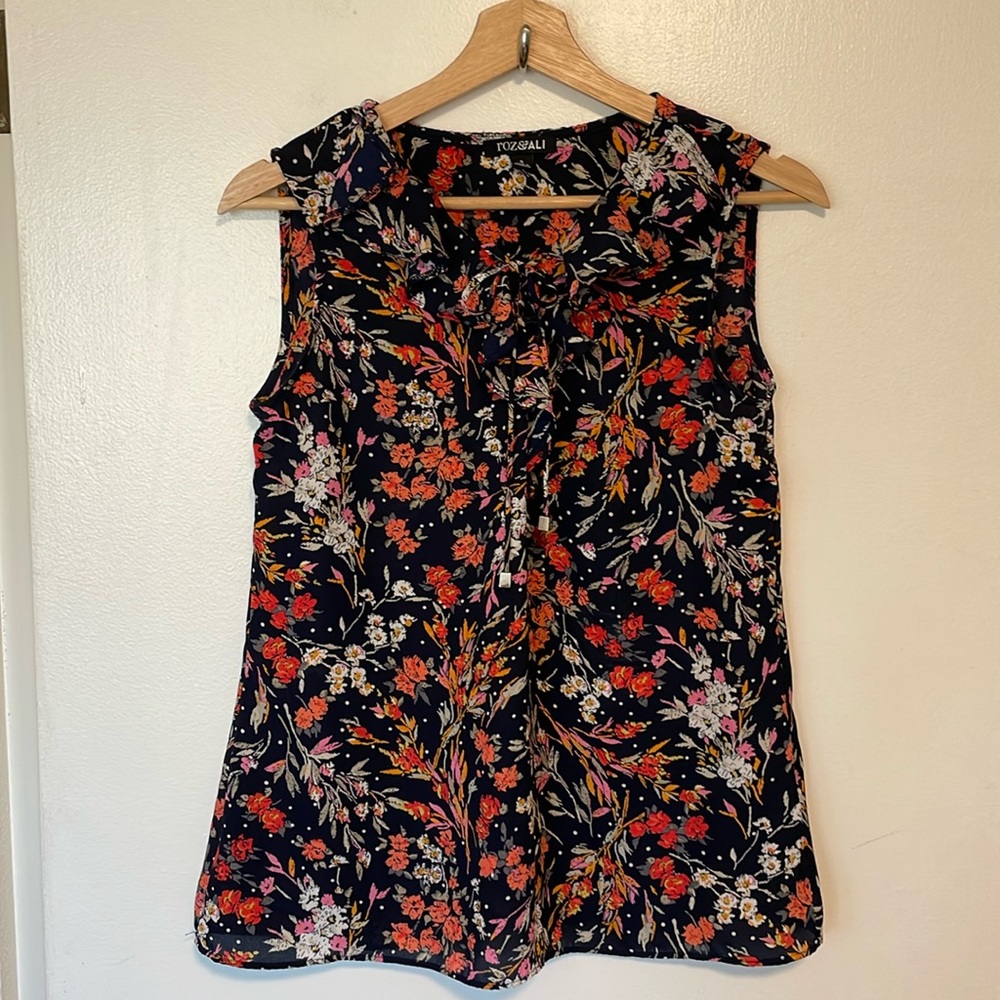 Roz & Ali Floral Tank Top - Black and Red